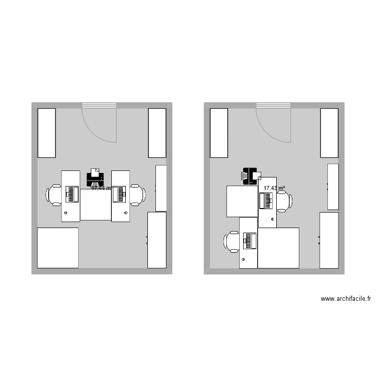 bureau compta. Plan de 2 pièces et 35 m2