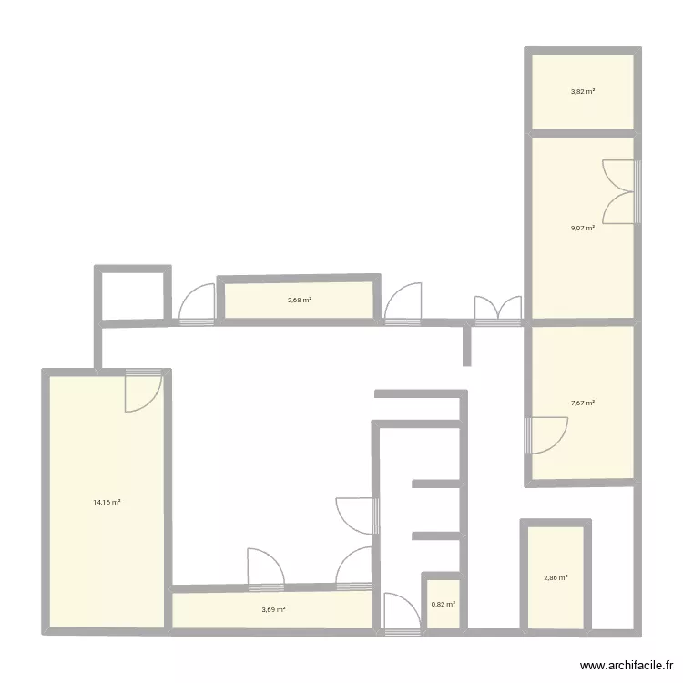 Salle des f&ecirc;tes Alzing. Plan de 8  et 45 m²