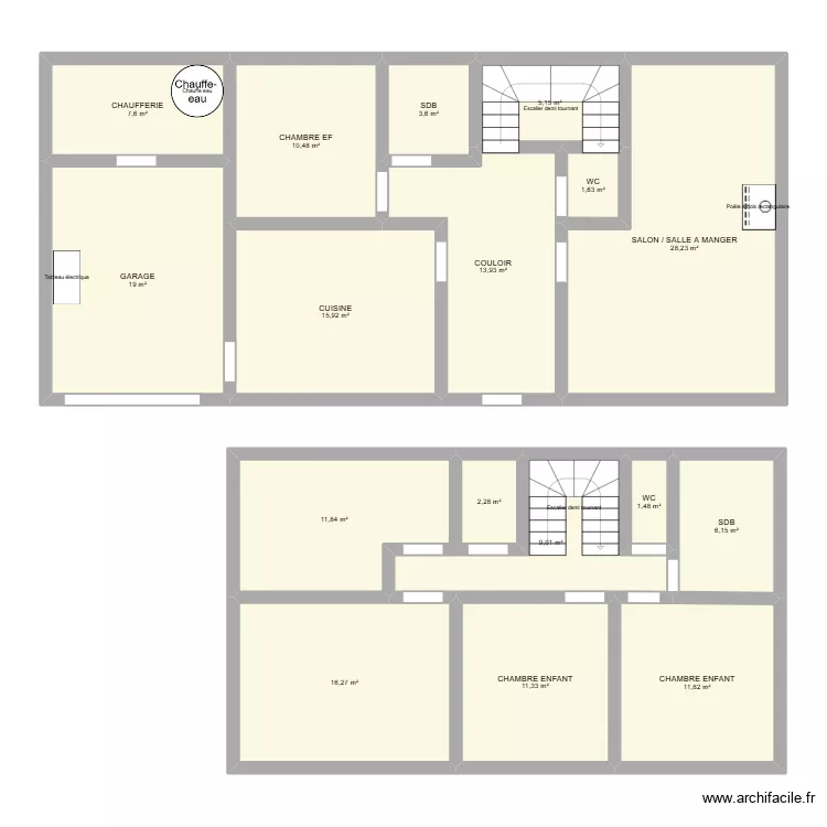 Ecrin des mers. Plan de 17 pièces et 176 m²