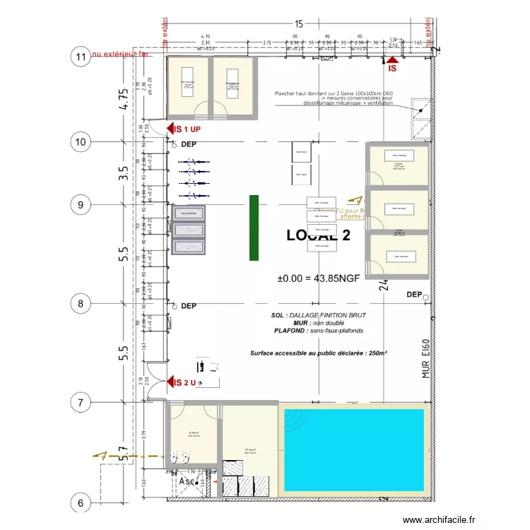 Projet cabinet de kiné + balnéo. Plan de Projet cabinet de kiné + balnéo. Plan de