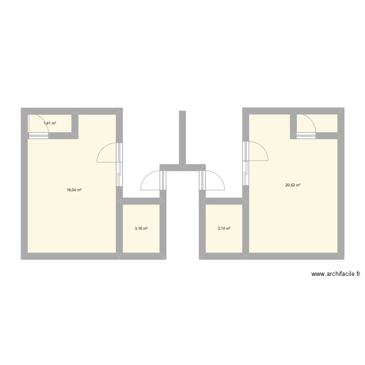 PLAN STUDIO 2. Plan de 5 pièces et 47 m2