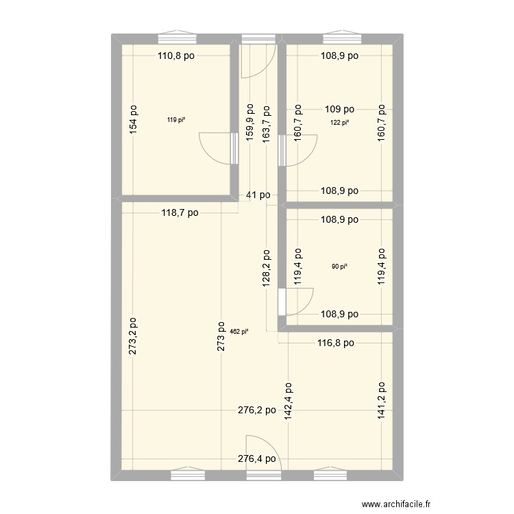 4646 - Modifs 2025 cotations. Plan de 4 pièces et 74 m2