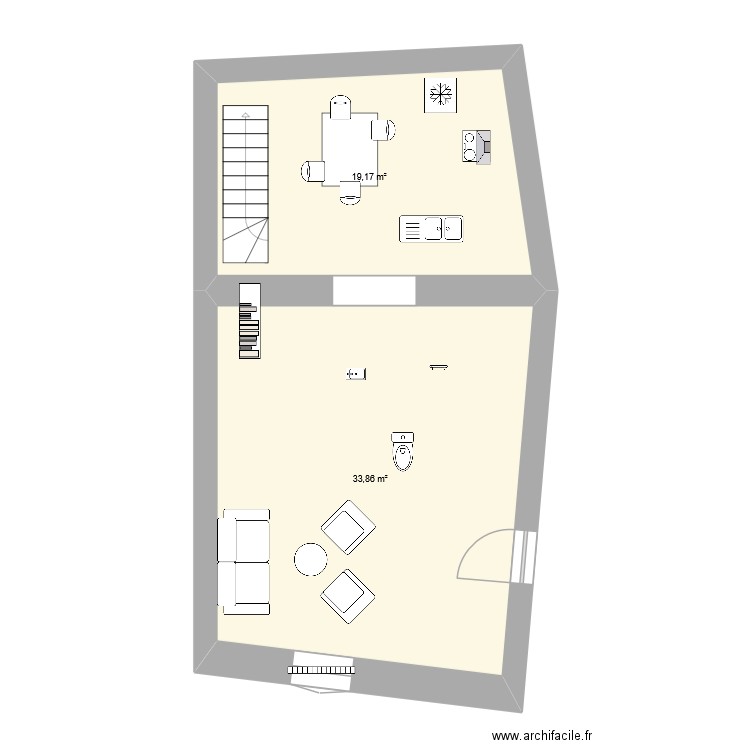 Tallard N2. Plan de 2 pièces et 48 m2