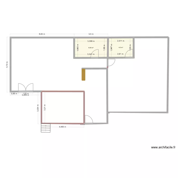 extention chalet. Plan de 2 Pièces et 11 m²