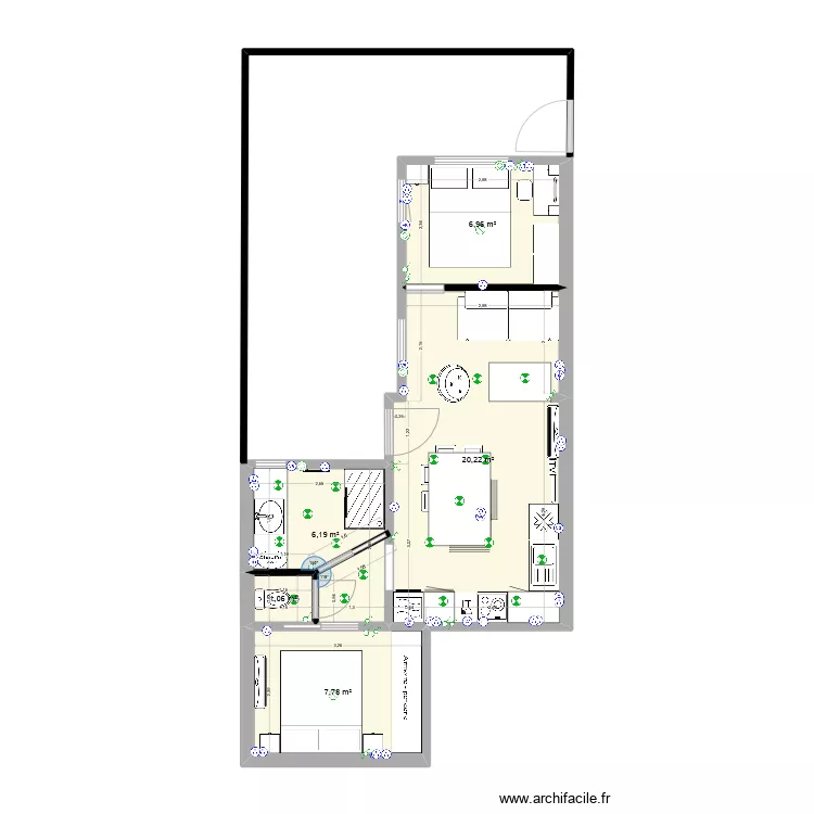 Appart Canet &eacute;lectricit&eacute;. Plan de 