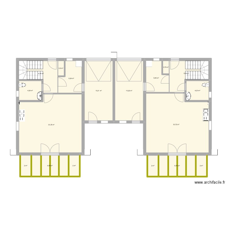 kojhuç. Plan de 18 pièces et 161 m2
