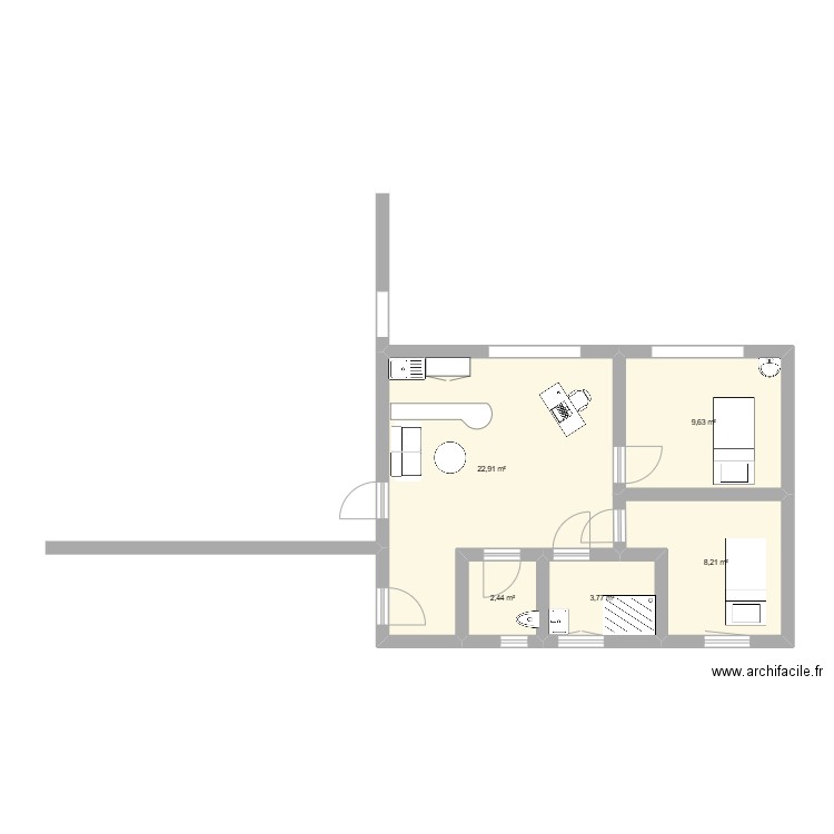 escale beauté allenjoie. Plan de 5 pièces et 47 m2