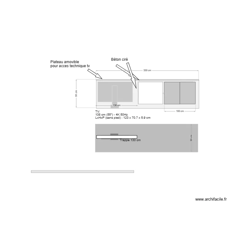 meuble salon cuisine 0224. Plan de 