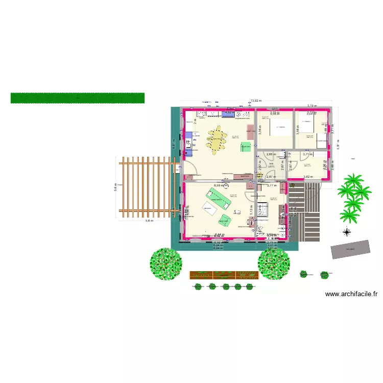 coloretta. Plan de 10  et 128 m²