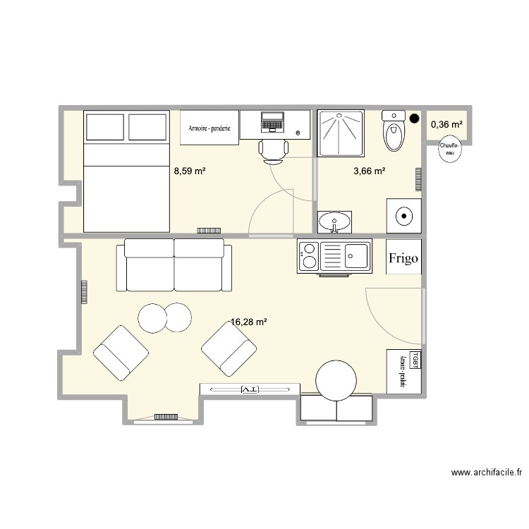 AL DARBEFEUILLE V3. Plan de 4 pièces et 29 m2