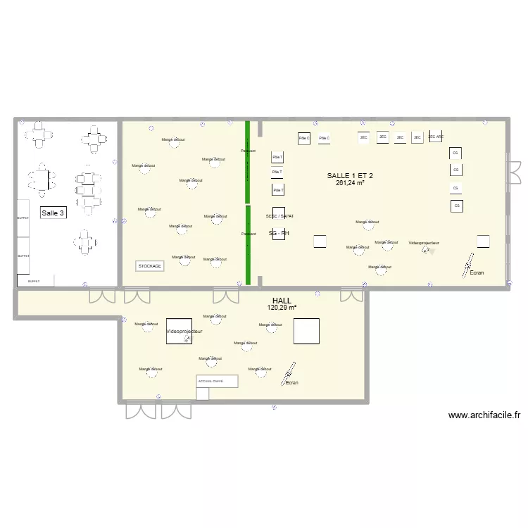 AGRACO OPTION V3 Accueil caf&eacute; et d&eacute;jeuner dans le hall. Plan de 2  et 382 m²