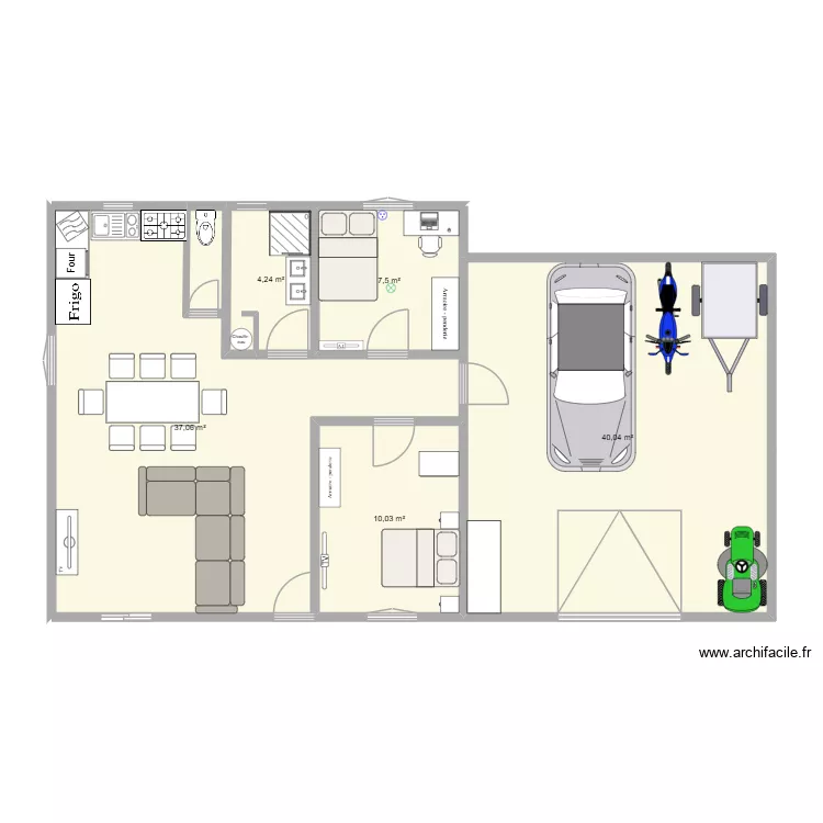 etude de construction. Plan de 5 Pièces et 99 m²