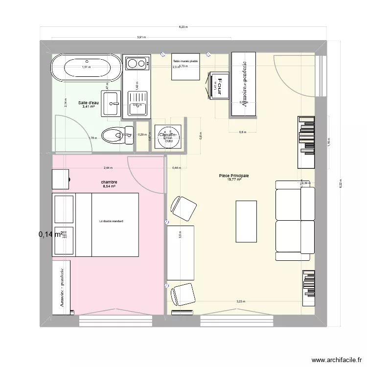 Appart2-2. Plan de 5  et 32 m²