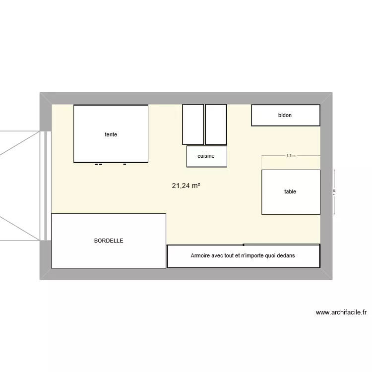 local scouts ajd. Plan de 1 pièce et 21 m²