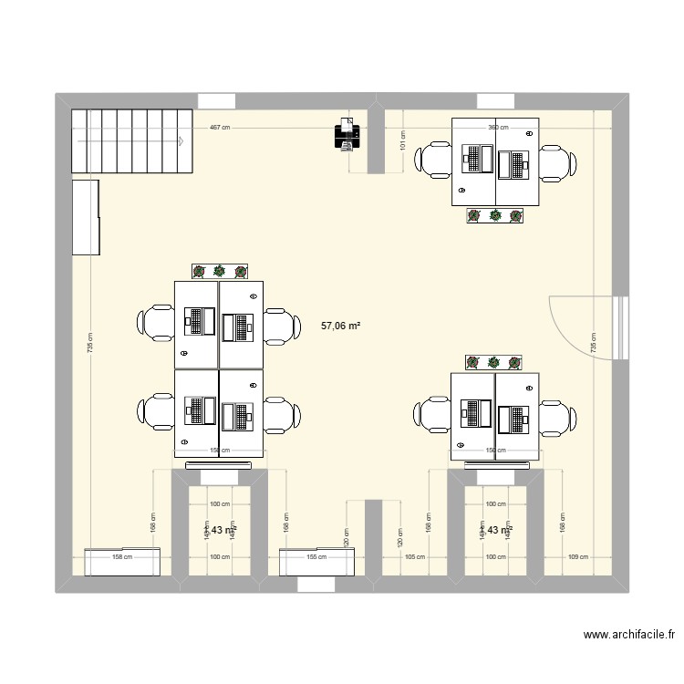 OPEN Space. Plan de 3 pièces et 60 m2