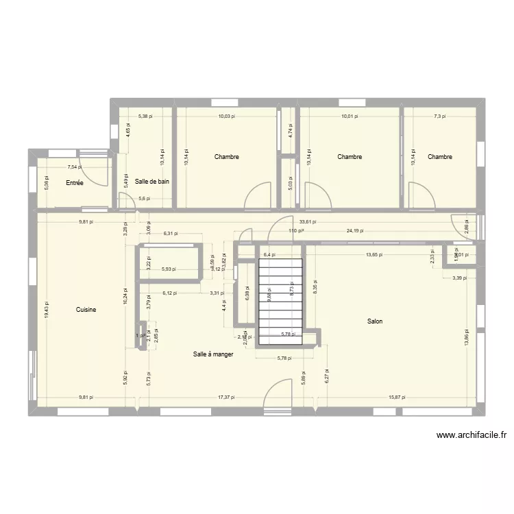 RDC. Plan de 15 pièces et 111 m²