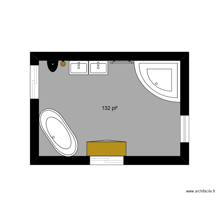test salle de bain. Plan de 1 pièce et 12 m2