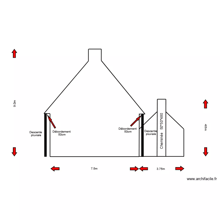 cote droit avant travaux.. Plan de 