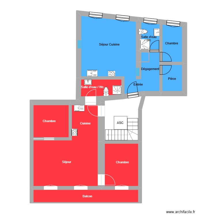 CEDILE. Plan de 11 pièces et 91 m2