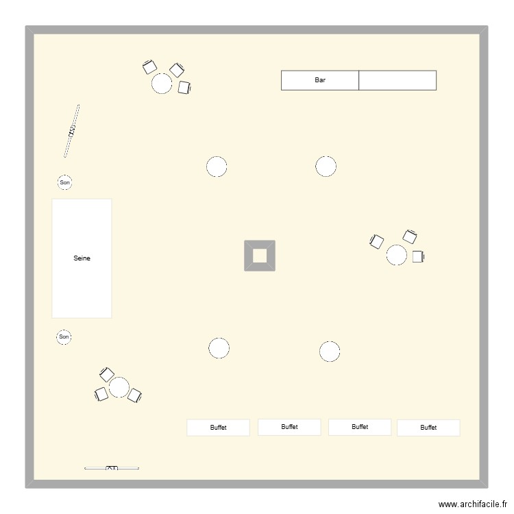 Inauguration plan interieur. Plan de 2 pièces et 225 m2