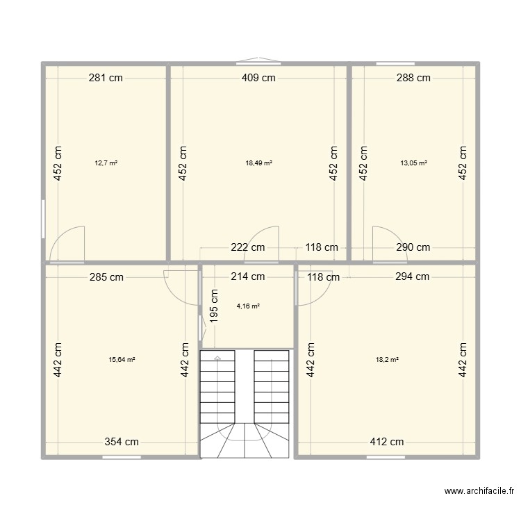 2ème étage. Plan de 6 pièces et 82 m2