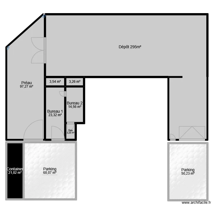local. Plan de 10  et 579 m²