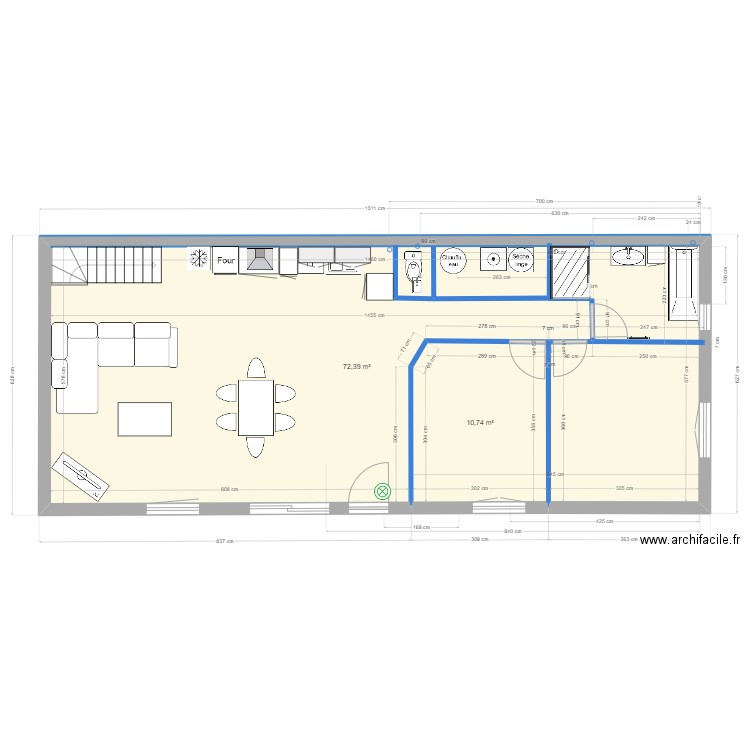 Appt A rdc 140224. Plan de 2 pièces et 83 m2