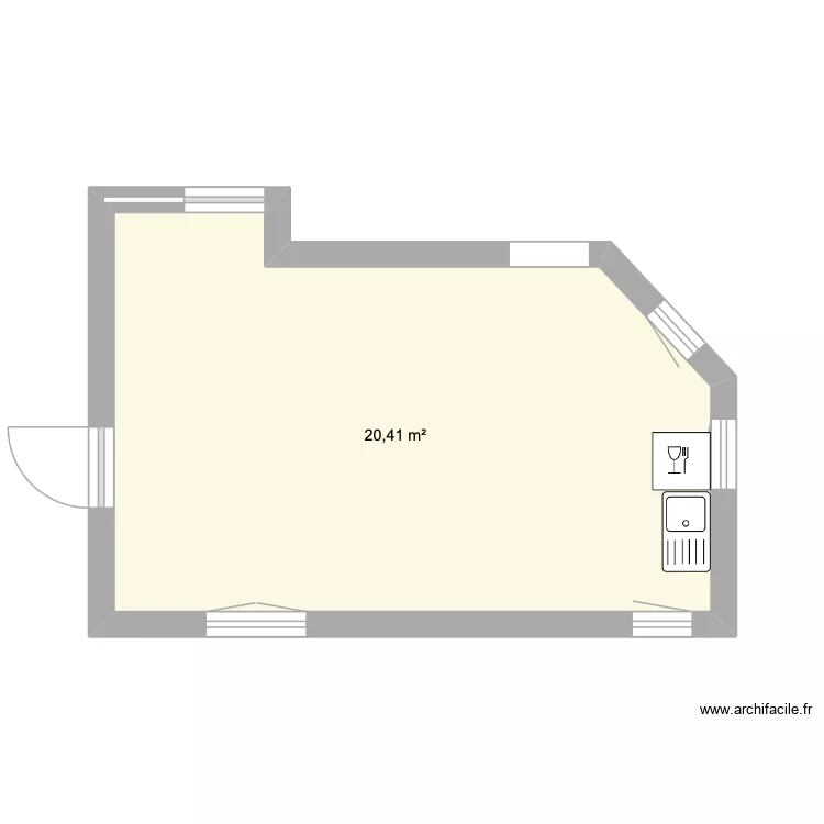 cuisine maynal. Plan de 1  et 20 m²