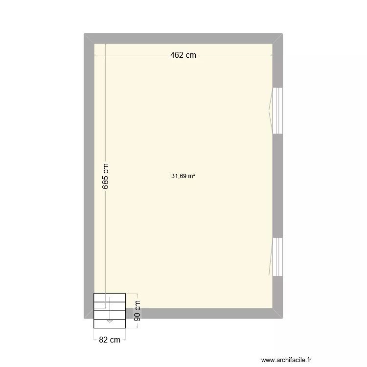 2 pi&egrave;ces base. Plan de 