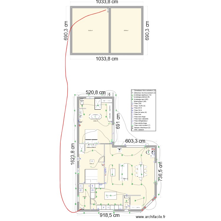 arnoult. Plan de 7 pièces et 185 m2