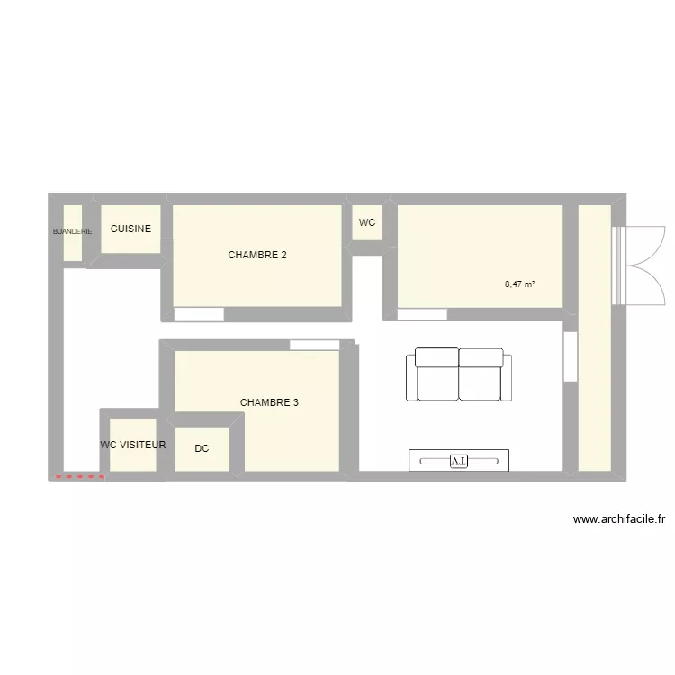 3 chambre salon. Plan de 