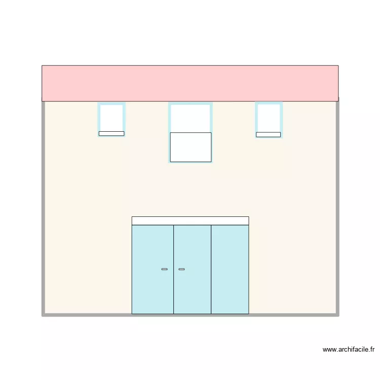 Sol 1: Fa&ccedil;ade 3 fen&ecirc;tres. Plan de 1  et 36 m²