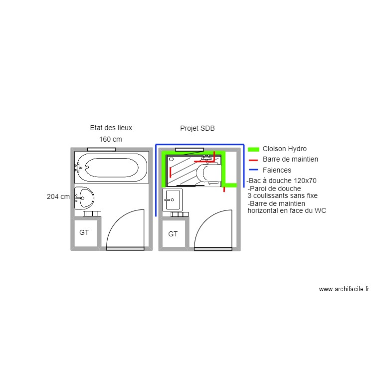 SDB Michaud Milada. Plan de 0 pièce et 0 m2