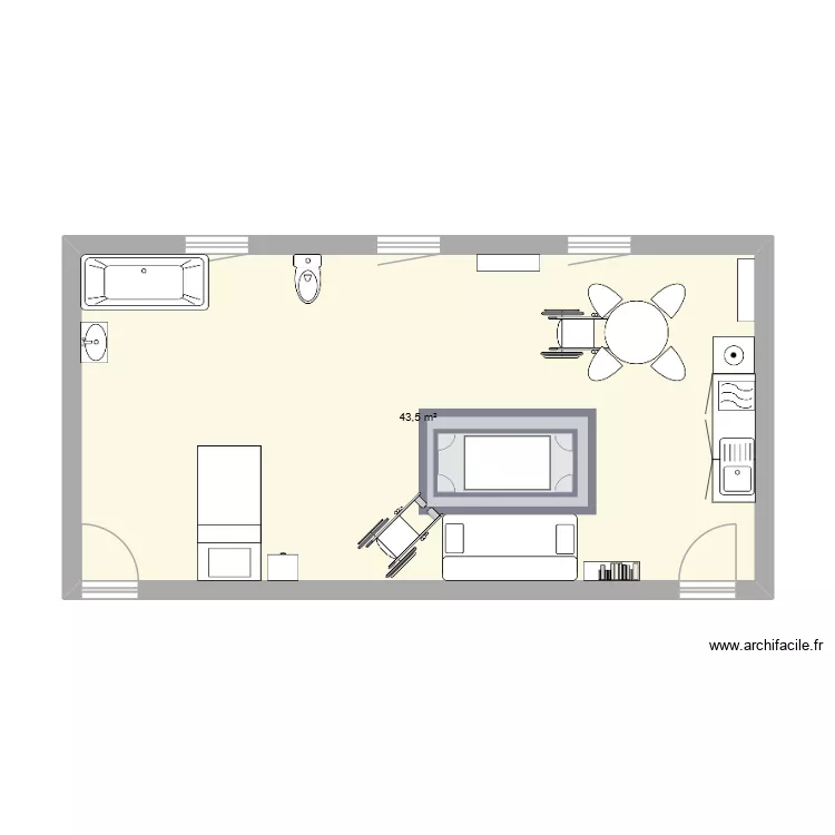 ergo 3. Plan de 1 pièce et 44 m²