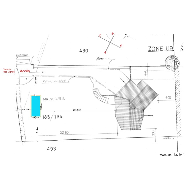 implantation piscine plan de masse. Plan de 0 pièce et 0 m2