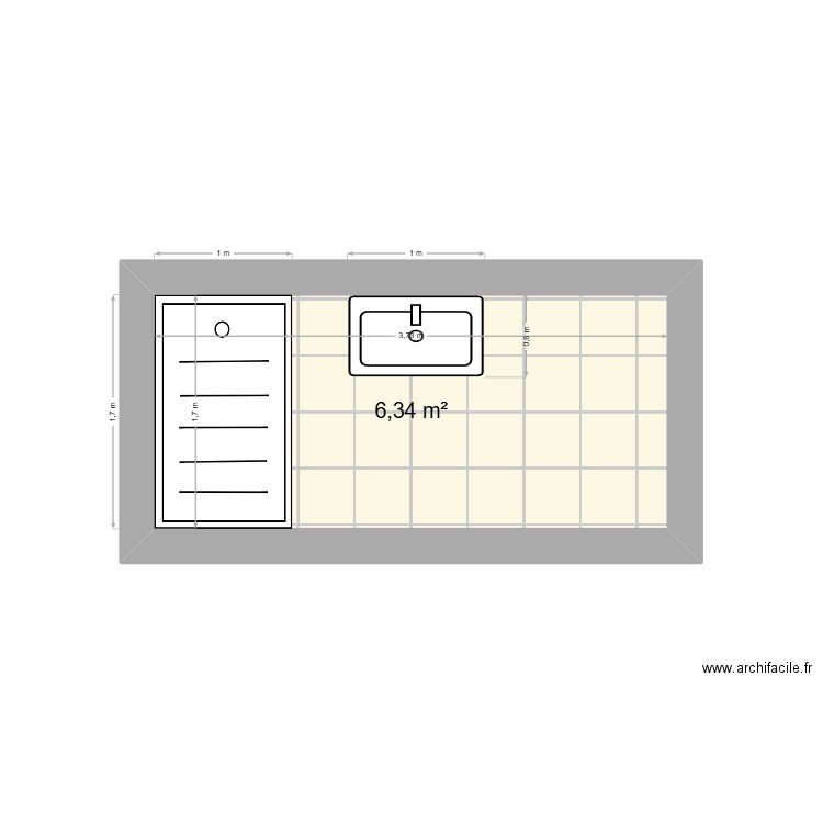 DEKEYSER. Plan de 1 pièce et 6 m2