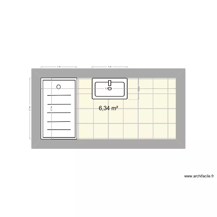 DEKEYSER. Plan de 1 pièce et 6 m² DEKEYSER. Plan de 1 pièce et 6 m²