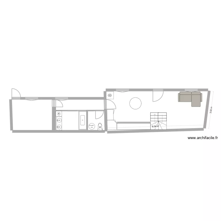Maison mesures r&eacute;elles MEUBLE. Plan de 