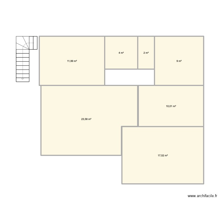 2 plan. Plan de 7 pièces et 78 m2