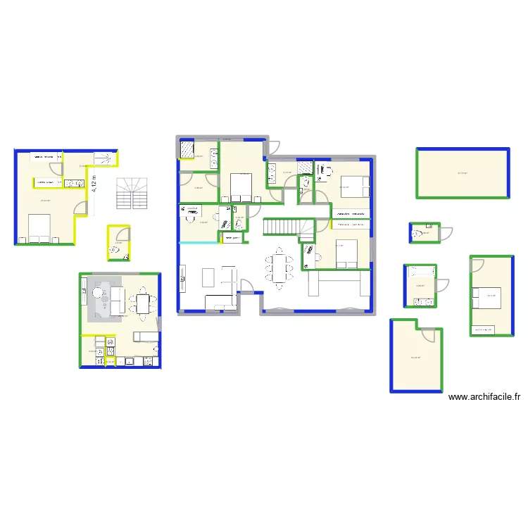 Lorietan squelette. Plan de 21  et 173 m²