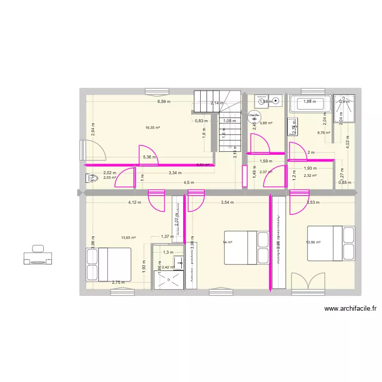 RDC - Agrandissement V5. Plan de 11  et 87 m²