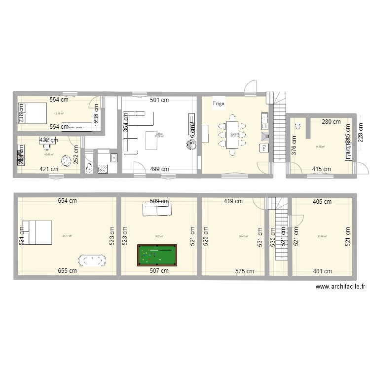 Maison1bis. Plan de 9 pièces et 198 m2
