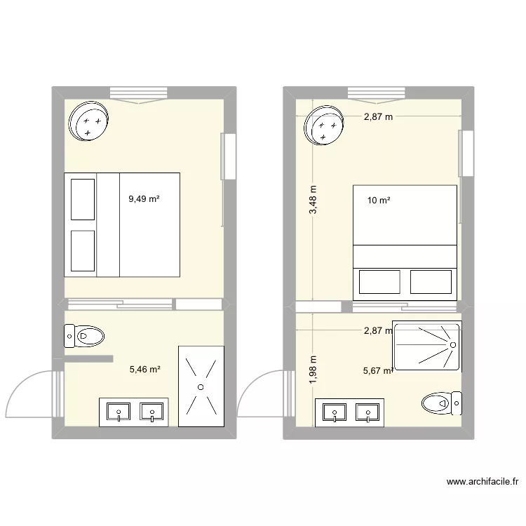 CHAMBRE PARENTALE DUHAMEL. Plan de 4  et 31 m²