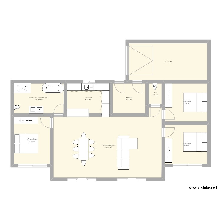 Maison Clohars. Plan de 9 pièces et 128 m2