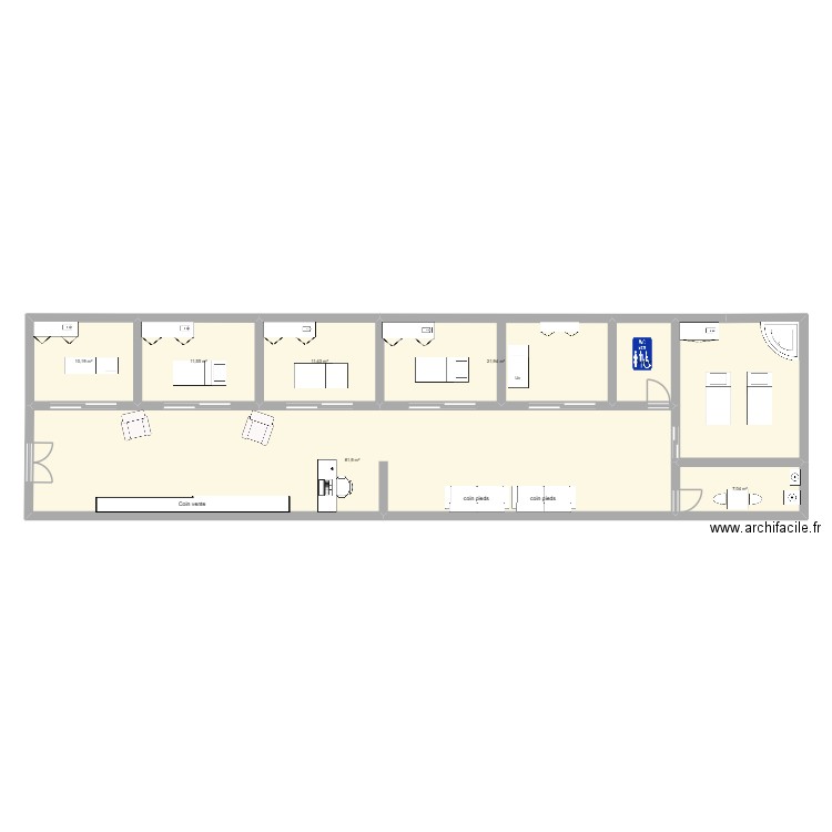 institut bab. Plan de 8 pièces et 170 m2