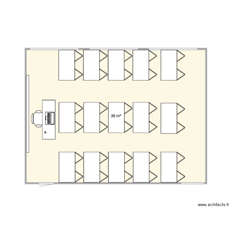 CO2. Plan de 1 pièce et 36 m2