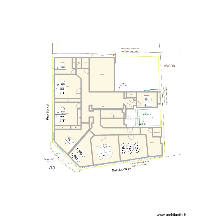 3ème étage - Sans travaux. Plan de 23 pièces et 172 m2
