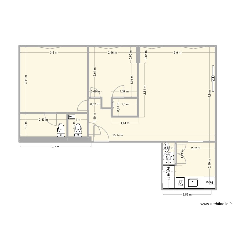 39 VERNEUIL 5. Plan de 8 pièces et 54 m2