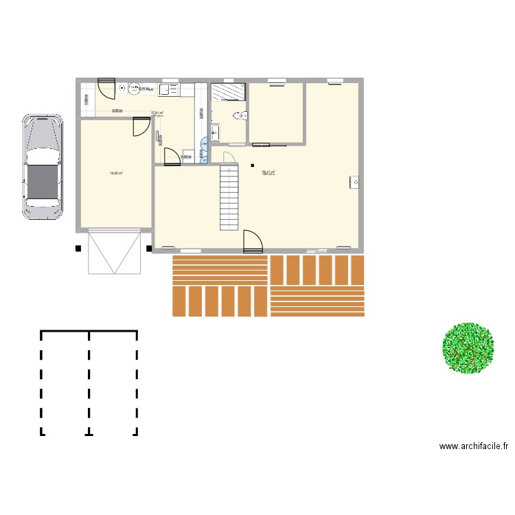 Plan Maison RDC Projet. Plan de 3 pièces et 100 m2