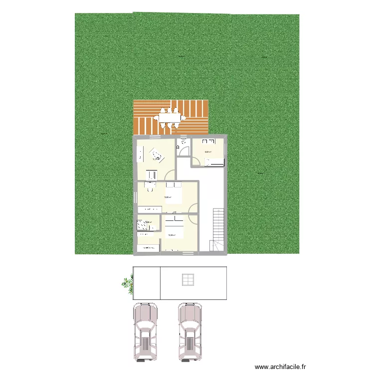 ETAGE. Plan de 5 pièces et 48 m²